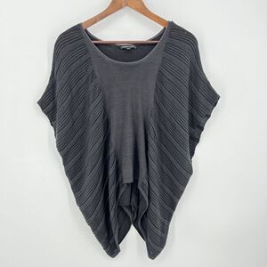 Eileen Fisher Womens Silk Blend Poncho Top Size XS Black Round Neck Short Sleeve